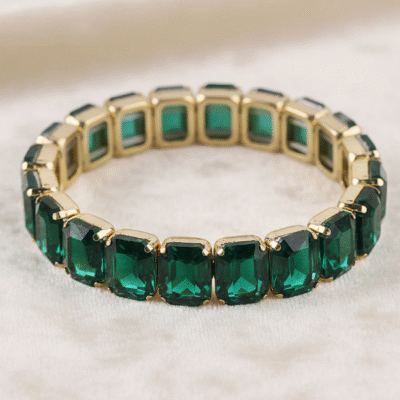 Anti-Tarnish Crystal Emerald Green Bracelet | Adjustable Size | Elegant Jewelry