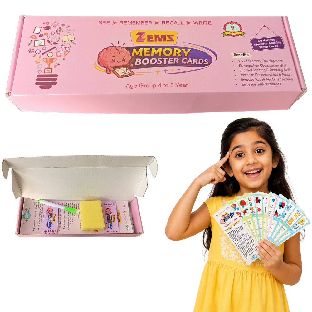 ZEMS Memory Booster Activity Cards for Kids 4-8 Years