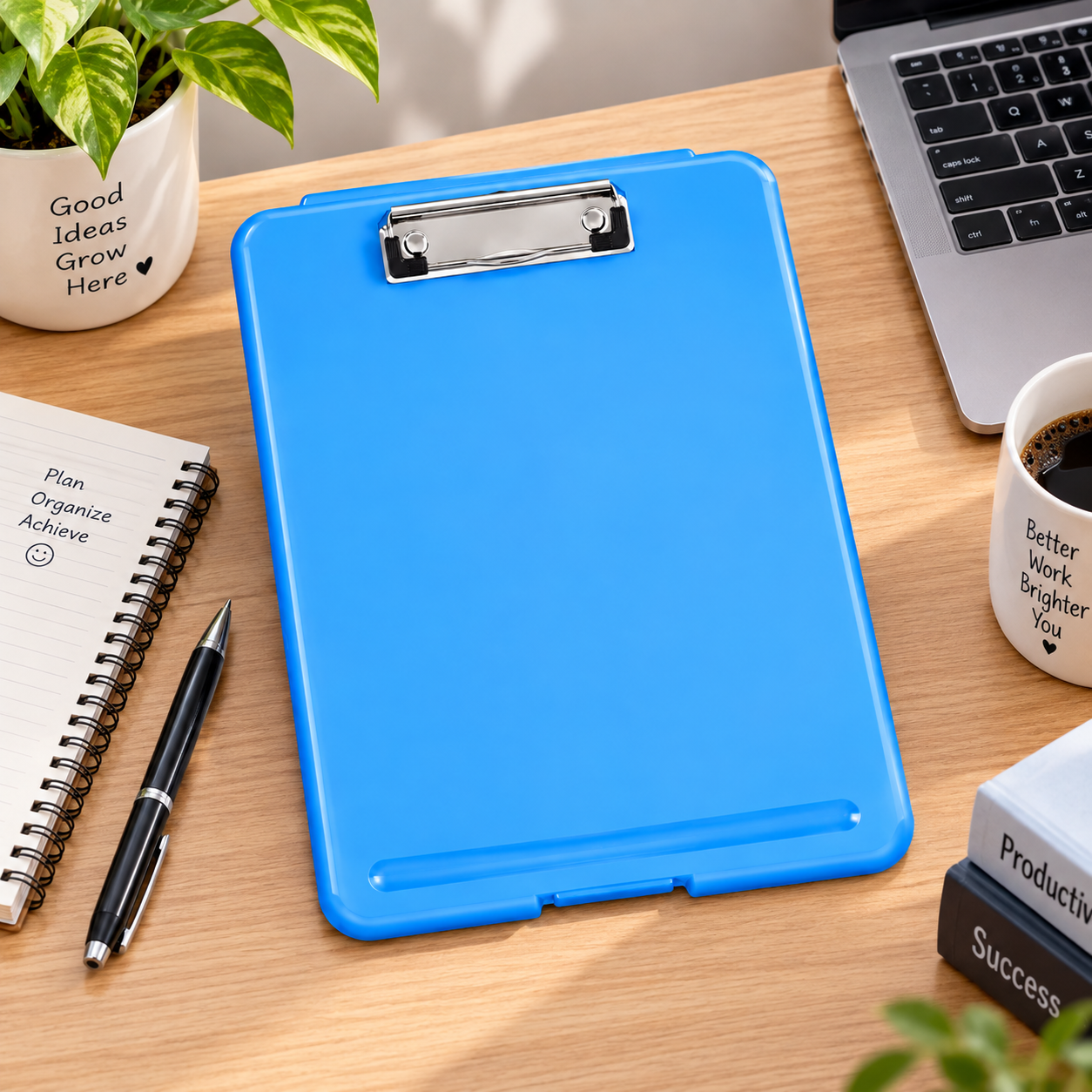 Blue Storage Clipboard with a durable plastic body and metal clip. Ideal for students, teachers, offices, paperwork, field work and everyday writing