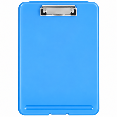 Blue Storage Clipboard with a durable plastic body and metal clip. Ideal for students, teachers, offices, paperwork, field work and everyday writing