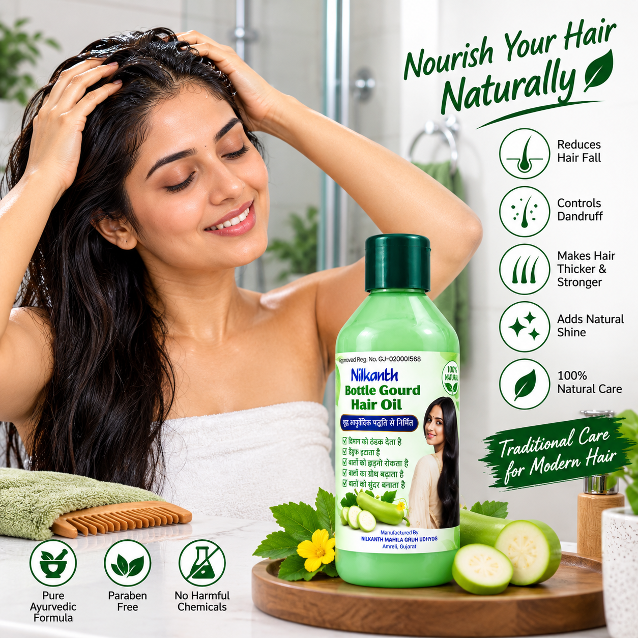 nilkanth bottle gourd hair oil for healthy silky shiny hair-2